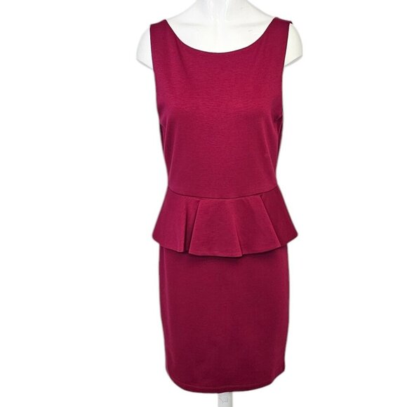 Alice + Olivia Peplum Bodycon V-Back Dress, Lined, Zip Up, Stretch, Party,Size 8 - Picture 1 of 7